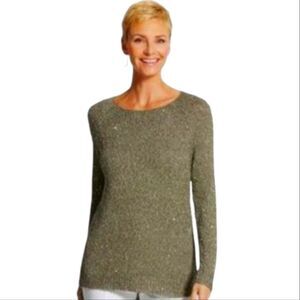 Chico's green sequin Shine Claire long sleeve sweater Size Medium